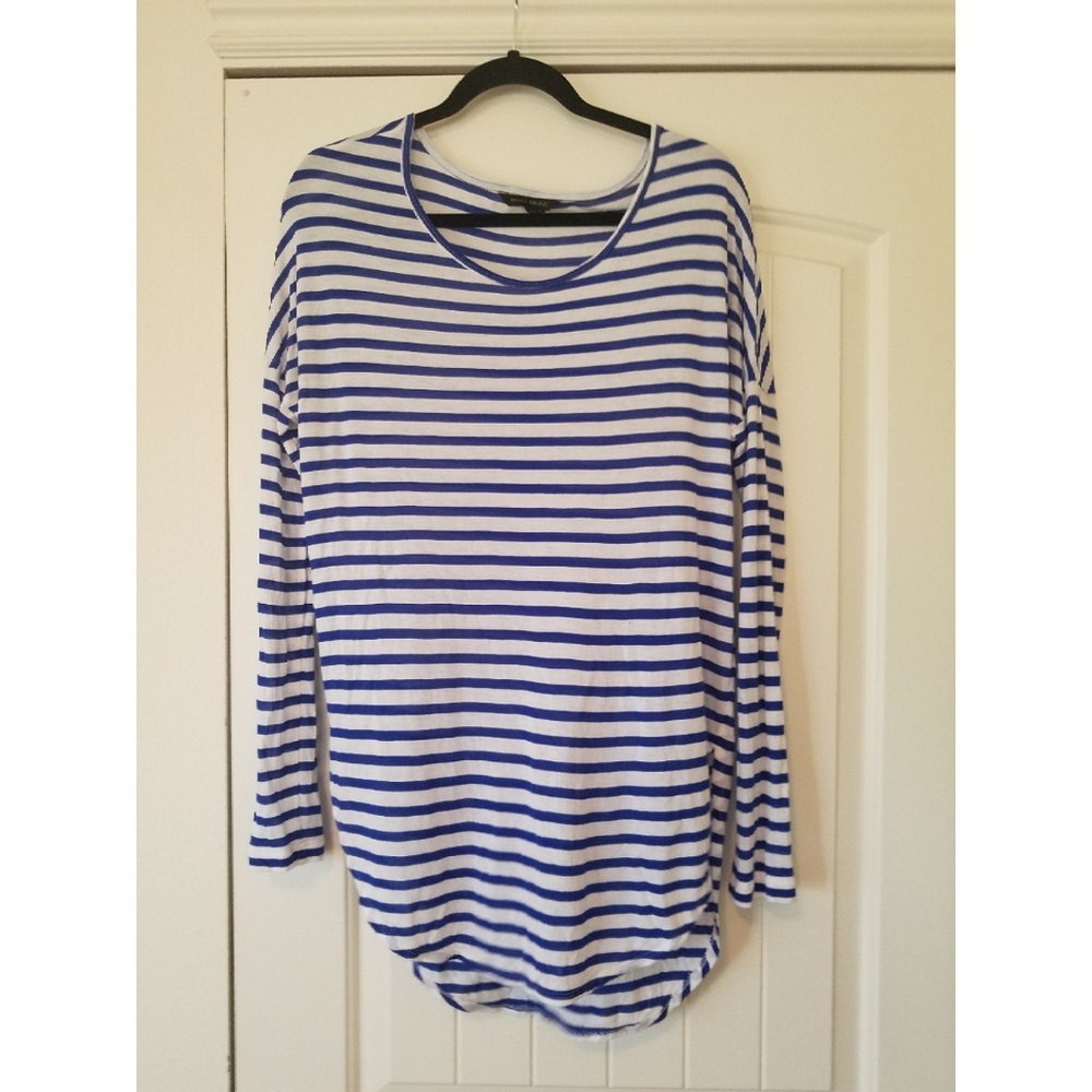 Long sleeve blue stripe tunic tee